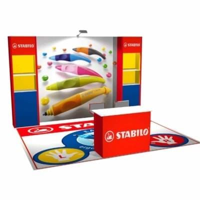 Stabilo-Fabric-Stand-with-logo-printed-floor bedrukt tapijt