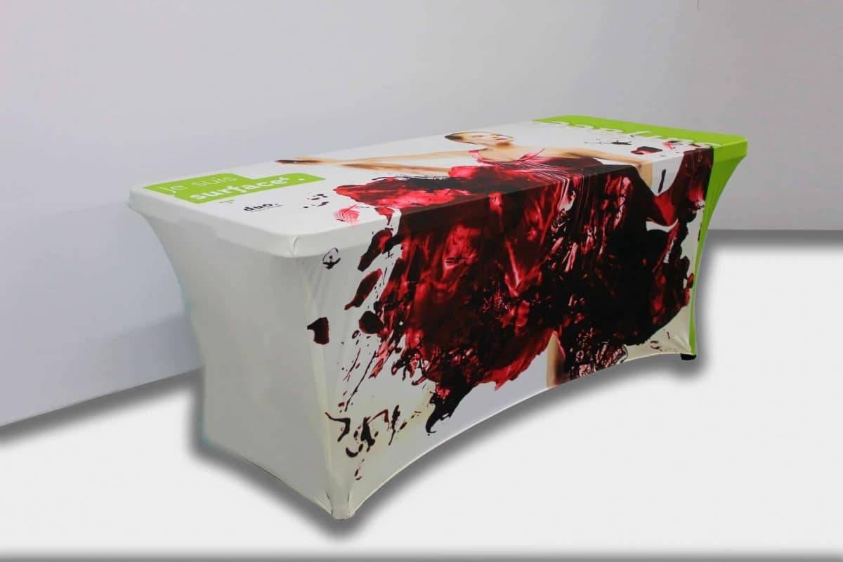 Printed Table-Cloth-with-logo printed stretch table cover