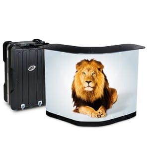 Koffer tot balie ombouw voor popup display