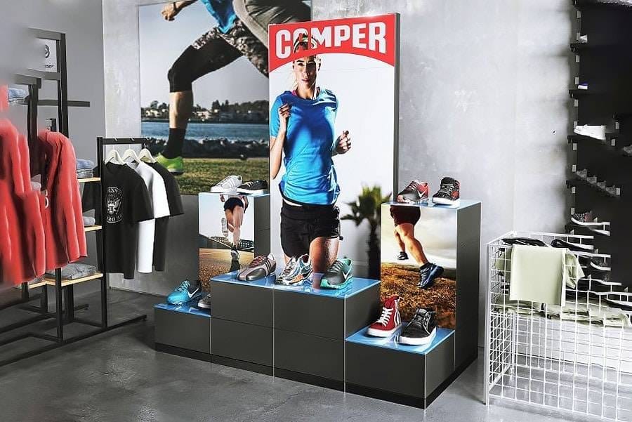Productsokkel-bedrukt bedrukte productdisplay met presentatiewand