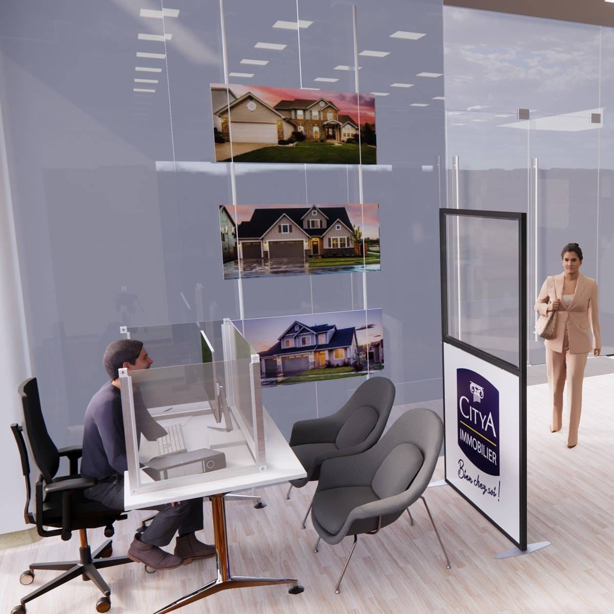 Preventie Scherm Plexiglas Makelaar