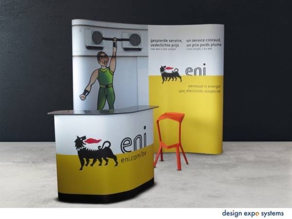 Pop-up beurswand met balie
