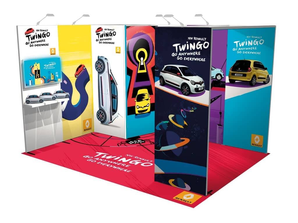 Twingo Fabric Stand with logo printed floor